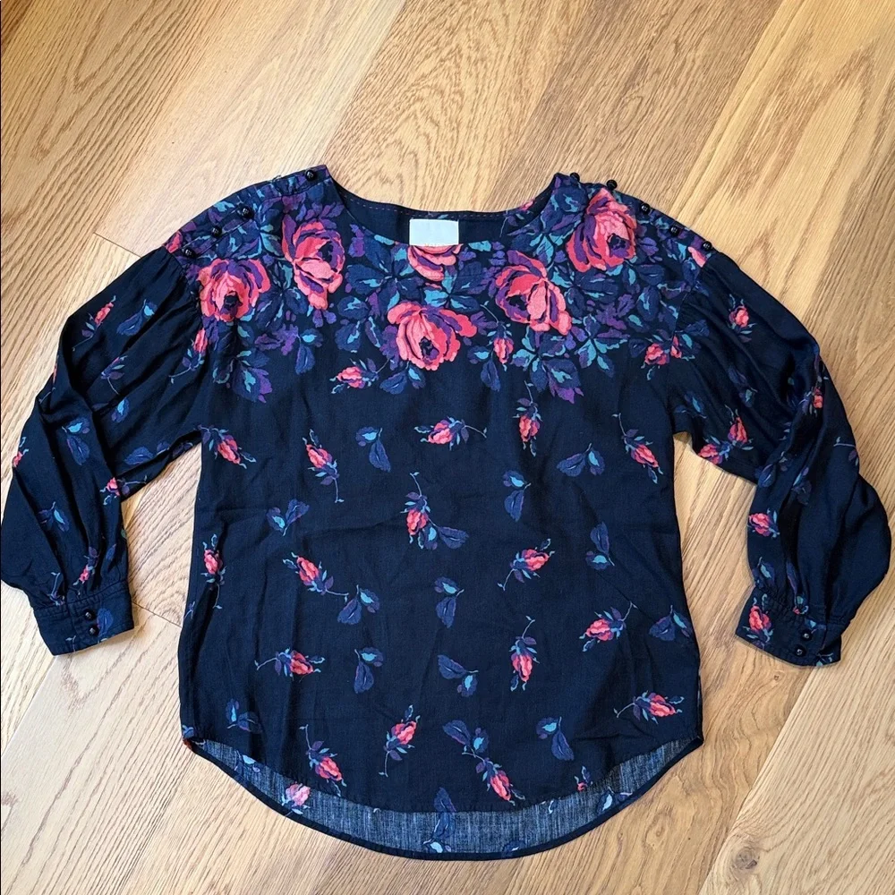 *Maeve Floral Long Sleeve Top Blouse Womens Small - Picture 2 of 9